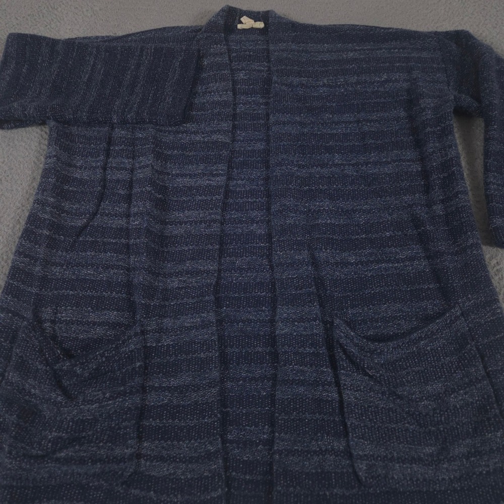 Eileen Fisher Sweater Womens M Navy Tencel Organic Cotton Open Front Cardigan